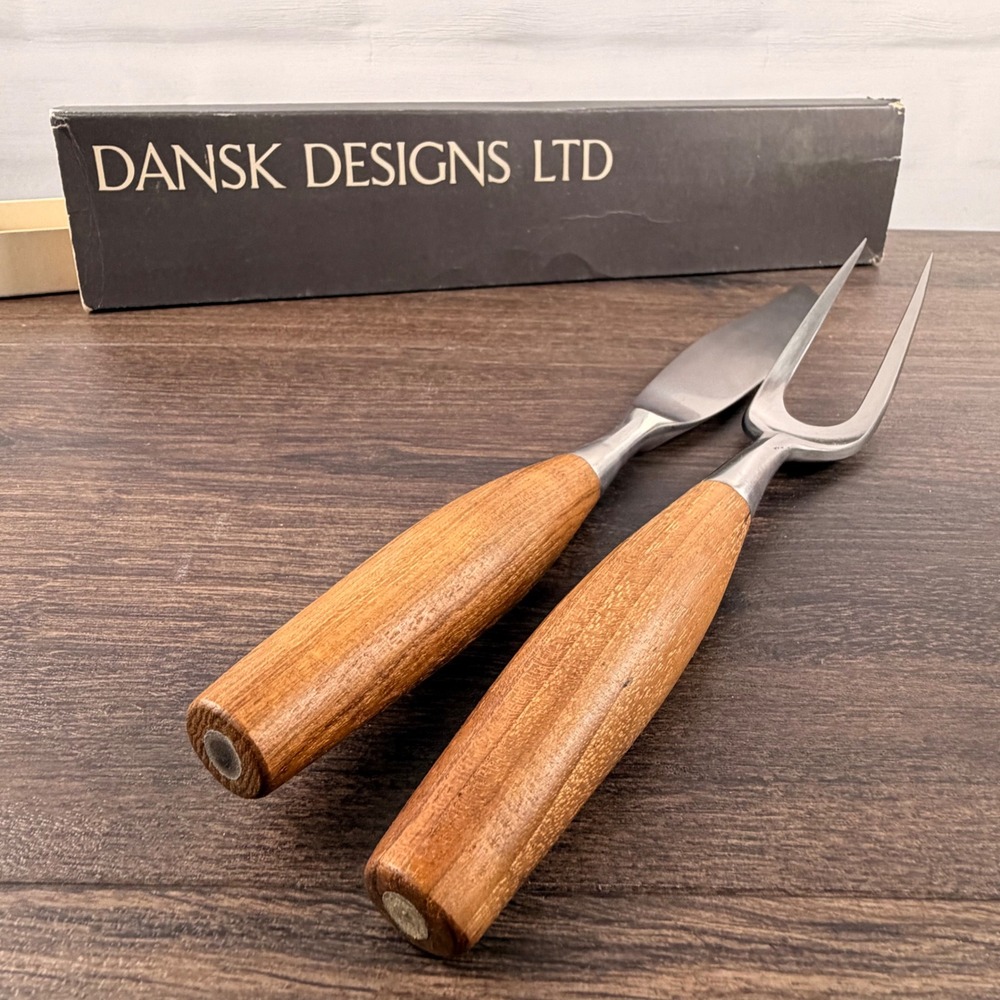 Dansk Fjord Carving Set Jens Quistgaard Teak Stainless Germany NOS Box